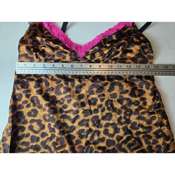 NWT Vintage Tripp NYC Leopard Print Babydoll Chemise Dress W/ Pink Lace Medium - Picture 6 of 6